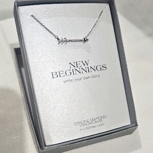 Sterling Silver Genuine Diamond Arrow Necklace